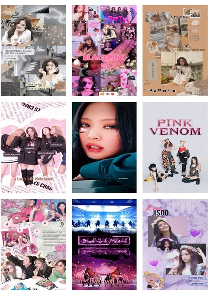 Blackpink Fotokart 9 Adet Kesilmiş 8*6 cm Pvc Kaplı Süper Hd Kaliteli Baskılı Fotokart