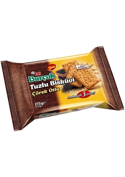 Burçak Tam Buğdy Unlu Tuzlu Çörekotlu Bisküvi 273G