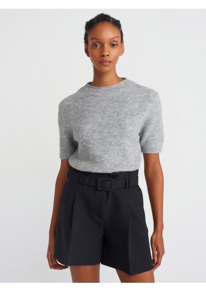 71574 Kemerli Pensli Şort-Siyah modelleri