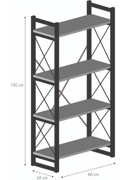 Kitaplık 4 Raflı Beyaz