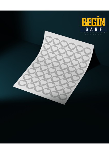 Kalp Sticker Etiket 3 cm 48 Adet Silver modelleri