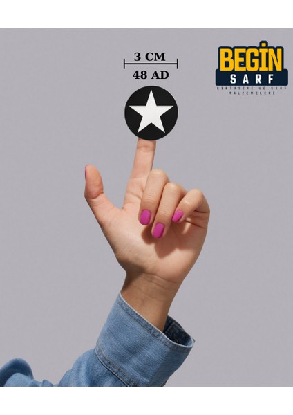 Yıldız Sticker Etiket 3 cm 48 Adet Karışık fiyatları