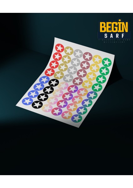 Yıldız Sticker Etiket 3 cm 48 Adet Karışık modelleri