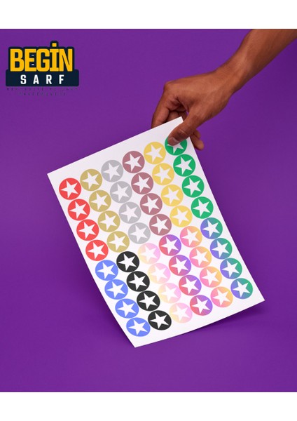 Yıldız Sticker Etiket 3 cm 48 Adet Karışık fırsatları