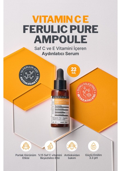 %15 Saf C Vitamini Içeren Aydınlatıcı Serum Derma Factory Pure Vitamin C E Ferulic Ampoule