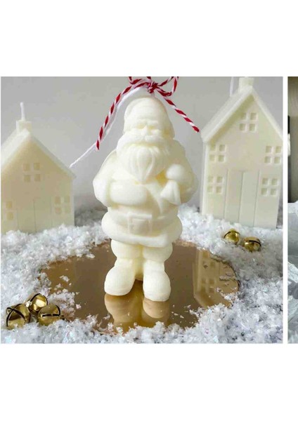 Noel Baba Beyaz Mum (Yılbaşı Süslemesi, Dekorasyon, 1 Adet)