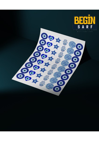 Nazar Boncuğu Sticker Etiket 3 cm 48 Adet