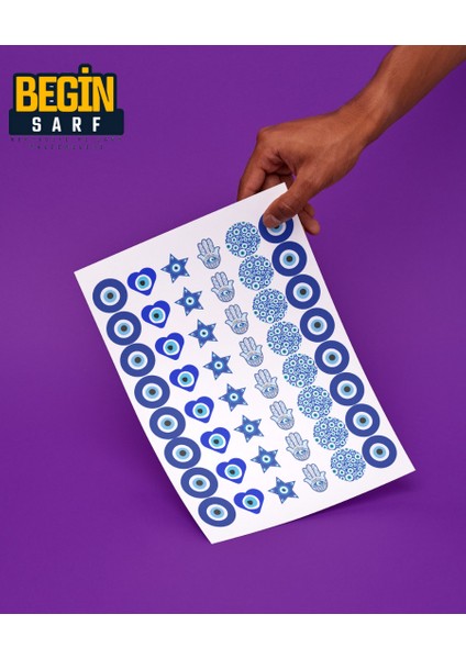Nazar Boncuğu Sticker Etiket 3 cm 48 Adet