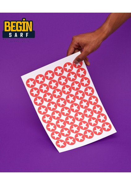 Yıldız Sticker Etiket 3 cm 48 Adet Kırmızı
