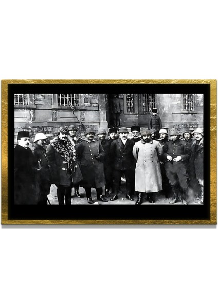 Yapay Zeka ile Yenilenmiş Atatürk Fotoğrafları Siyah Beyaz Cam Tablo, 3D Dekoratif Baskı 419