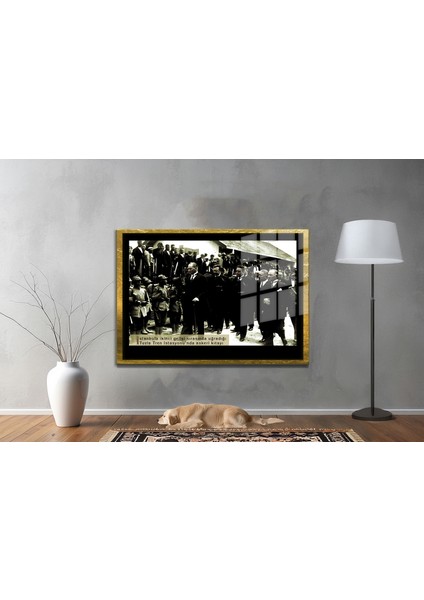 Yapay Zeka ile Yenilenmiş Atatürk Fotoğrafları Siyah Beyaz Cam Tablo, 3D Dekoratif Baskı 538