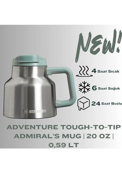 Adventure Tough-To-Tip Admiral's Mug | 20 Oz (0,59 Litre) Amiral Metalik Kupa fırsatları