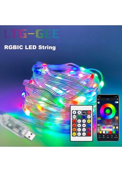 Bluetooth App Kontrol Uygulama Akıllı Rgb Perde Işıklar 10M Piksel Noel Yılbaşı Show Su Geçirmez USB Efektli Yürüyen Strobe Modlu