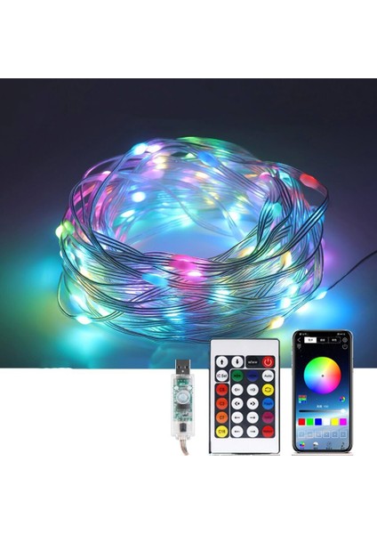 Bluetooth App Kontrol Uygulama Akıllı Rgb Perde Işıklar 10M Piksel Noel Yılbaşı Show Su Geçirmez USB Efektli Yürüyen Strobe Modlu