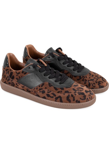 Kevin Leopar Baskılı Kadın Deri Sneaker