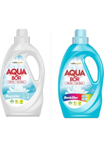 Aquabor Çamaşır Deterjanı Beyazlar ve Renkliler İçin Sıvı Deterjan 33*2 Yıkama