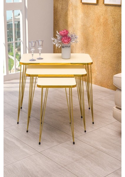 Zigon Sehpa Kr Gold Krem Tel