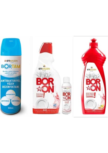 Jel Bulaşık Makine Deterjanı (41 Yıkama)+ Boron Elde Yıkama 650 ml++Bortam Dezenfektan