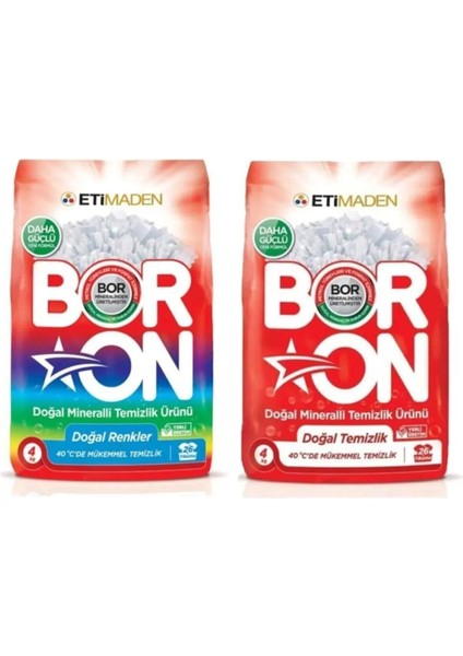 Eti Maden Boron Renkliler&beyazlar Için 4*2 kg Toz Deterjan 26*2 Yıkama