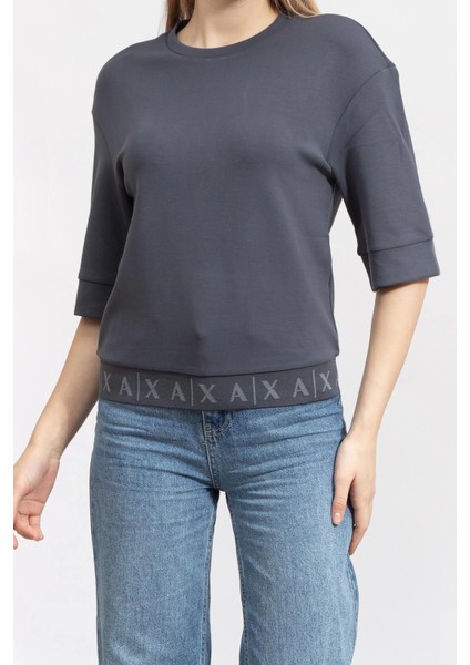 Kadın Bisiklet Yaka Sweatshirt - Antrasit
