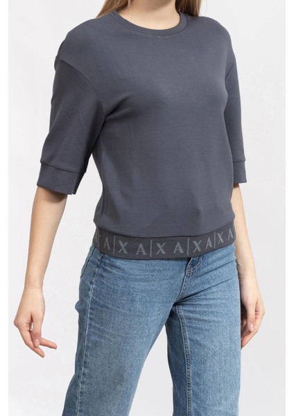 Kadın Bisiklet Yaka Sweatshirt - Antrasit