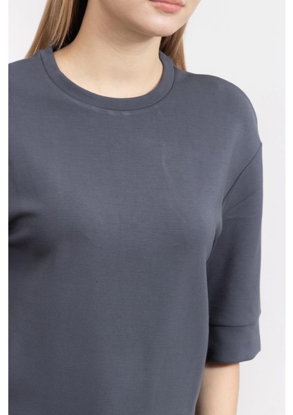 Kadın Bisiklet Yaka Sweatshirt - Antrasit