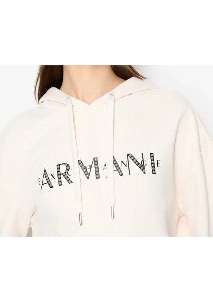 Kadın Kapüşonlu Sweatshirt-Ekru