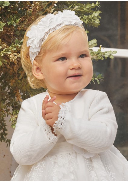 Kız Çocuk Triko Bolero-Krem