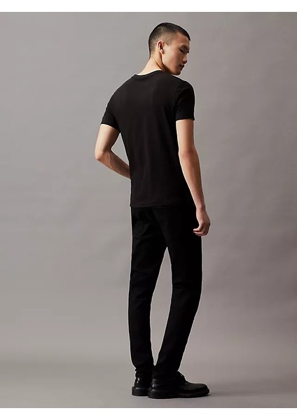 Erkek Slim Monogram Pocket T-Shirt - Siyah indirimleri