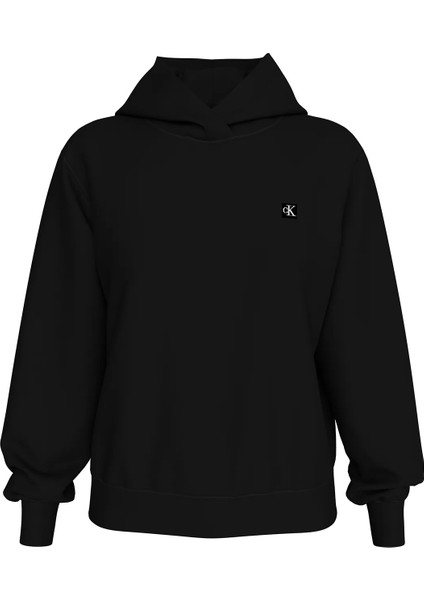 Kadın Ck Embro Badge Regular Hoodıe Sweatshirt - Siyah modelleri