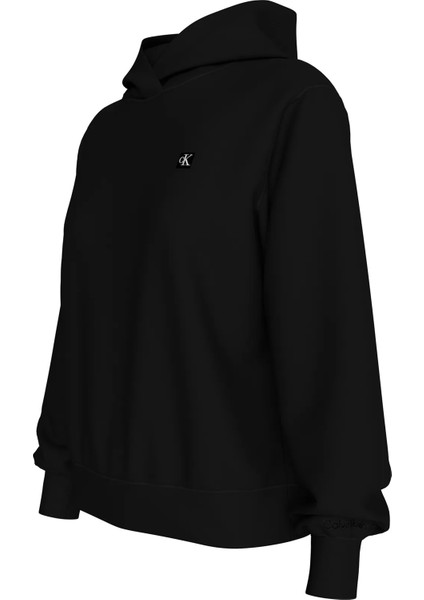 Kadın Ck Embro Badge Regular Hoodıe Sweatshirt - Siyah fırsatları