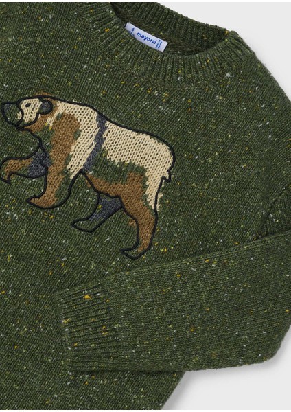 Erkek Çocuk Ayı Desenli Kazak - Yeşil fiyatları