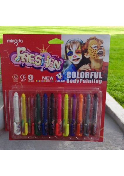 Vıp Palyaço Yüz Boyası 12 Lı Kalem Yüz Boyama Seti 12 Colorful Bordy Painting Kostüm Aksesuarları