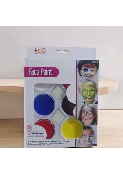 Vıp Kalite Palyaço Yüz Boyası 6 Lı Yüz Boyama Paleti Face Paint Colors Kostüm Aksesuarları Özel Seri