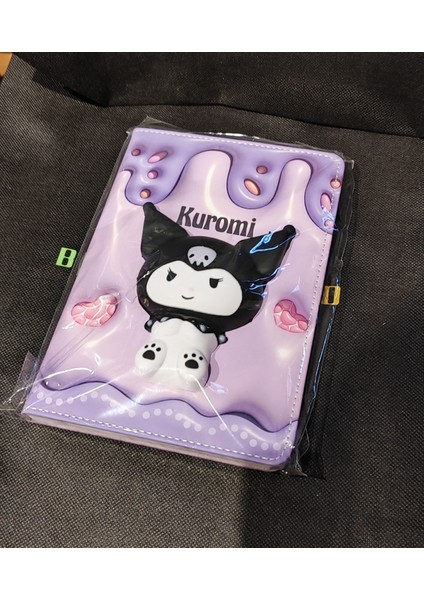 Kuromi 3D Kapaklı Cilltli Çizgili Defter