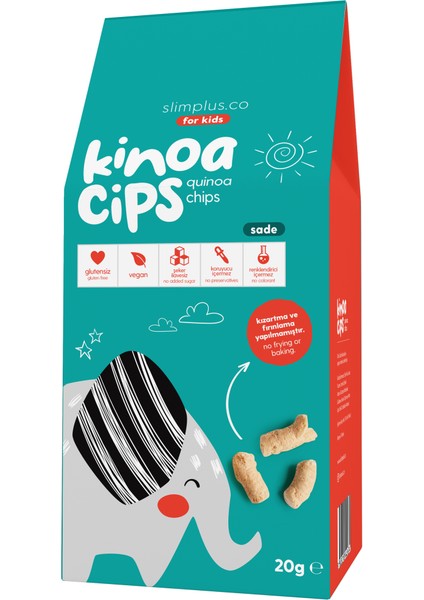 2 Paket 20 Gr. Sade Kinoa Cips For Kids Tatlı Fil ve Bebek Ahtapot