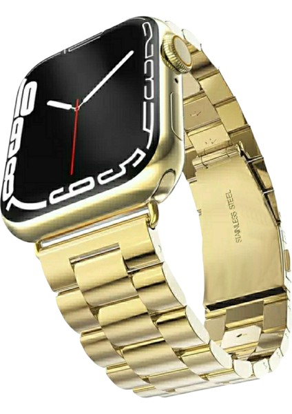 Apple Watch Paslanmaz Çelik Kordon ( Seri 10 - 42 mm Uyumlu) Gold
