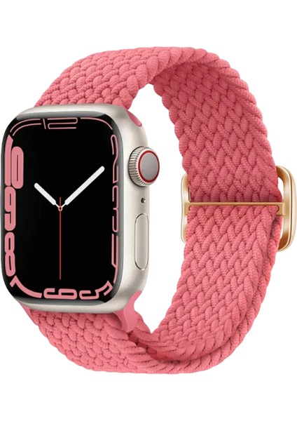 Apple Watch Örgü Tokalı Bant Kordon ( Seri 10 - 46 mm Uyumlu) Pembe