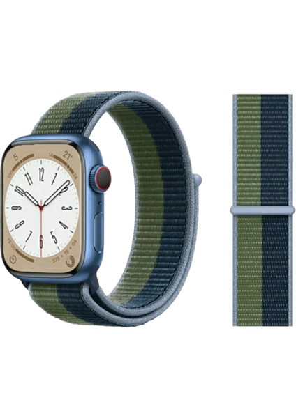 Apple Watch Cırtlı Bant Kordon ( Seri 10 - 42 mm Uyumlu) Kahverengi Mavi