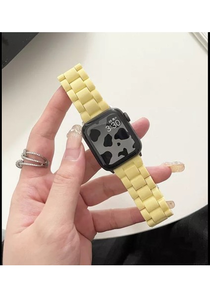 Apple Watch Reçine Kordon ( Seri 10 - 42 mm Uyumlu) Sarı