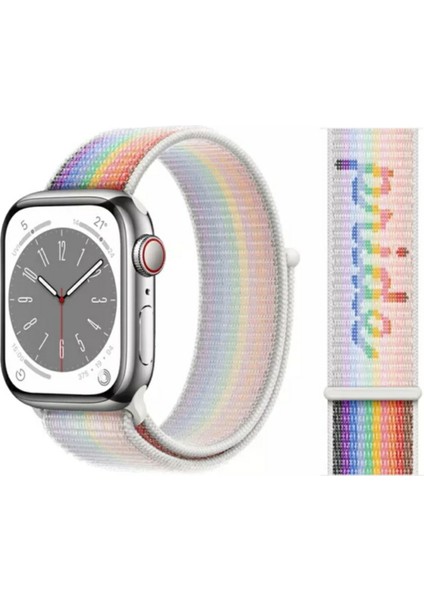 Apple Watch Cırtlı Bant Kordon ( Seri 10 - 42 mm Uyumlu) Beyaz Pride