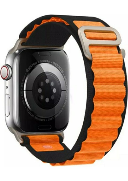 Apple Watch Alpine Bant Kordon ( Seri 10 - 46 mm Uyumlu) Siyah Turuncu