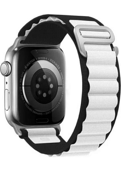 Apple Watch Alpine Bant Kordon ( Seri 10 - 46 mm Uyumlu) Siyah Beyaz