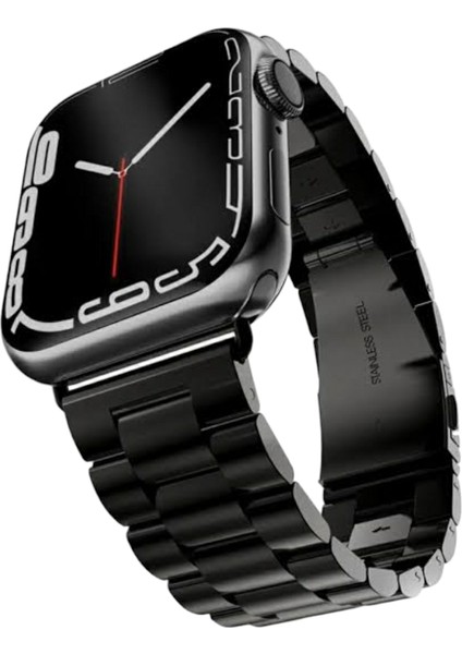 Apple Watch Paslanmaz Çelik Kordon ( Seri 10 - 46 mm Uyumlu) Siyah