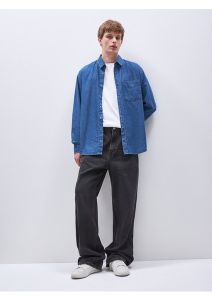 Erkek Jason Rahat Kesim Jean Gömlek
