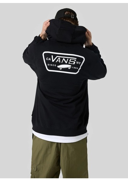 Siyah Erkek Kapüşon Yaka Normal Kalıp Sweatshirt VN000HNZBLK1-FULL Patch Pullover indirimleri