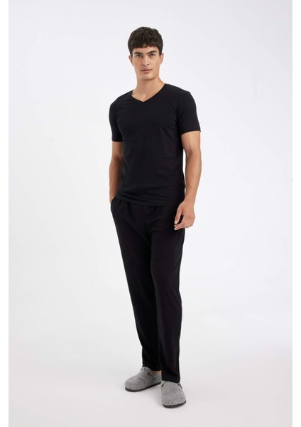 Slim Fit Dar Kesim V Yaka Üst D6187AX24WN