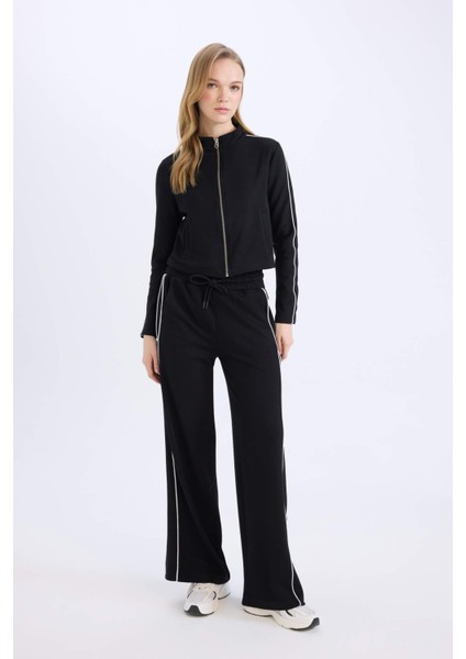 Straight Fit Beli Lastikli Eşofman Altı Uzun Boy Bağcıklı Cepli Düz Paça Modal KUMAŞ D6668AX24WN