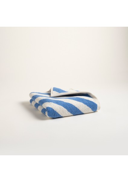 Ornaz İplik Boyalı Verevli Pamuk %100 Pamuk Yüz Havlusu 50x90 Cm Natural - Mavi