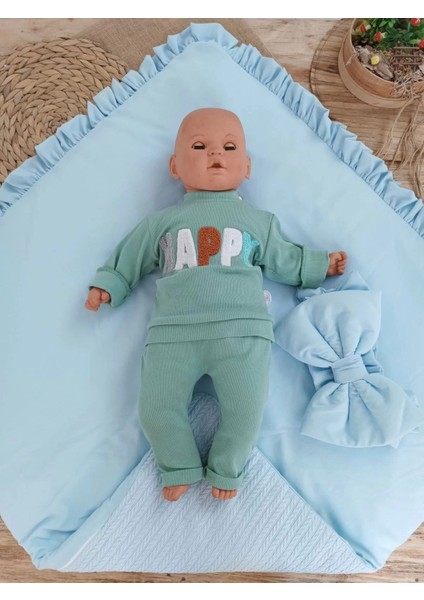 Yeni Bby Yenidoğan Terikumaş Multi Mevsimlik Bebek Battaniyesi Kundak Mavi